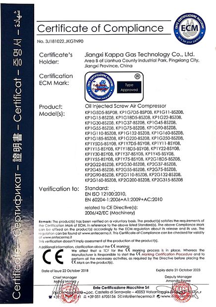 Китай Jiangxi Kappa Gas Technology Co.,Ltd Сертификаты